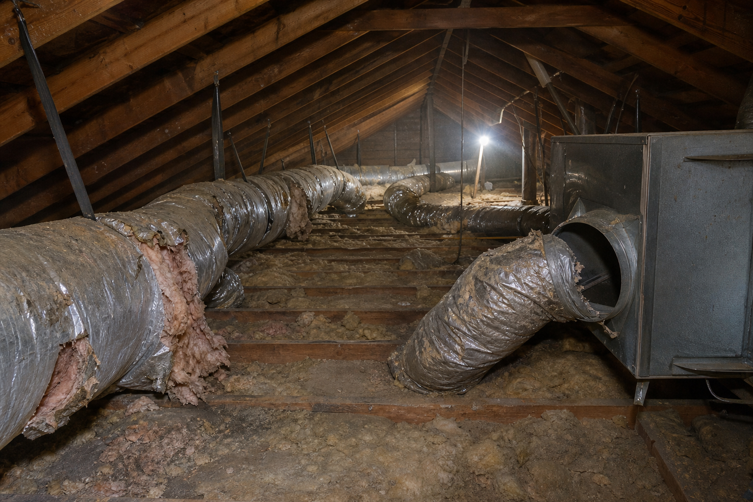 Before photo, Duct sealing & attic insulation project in Cathedral City