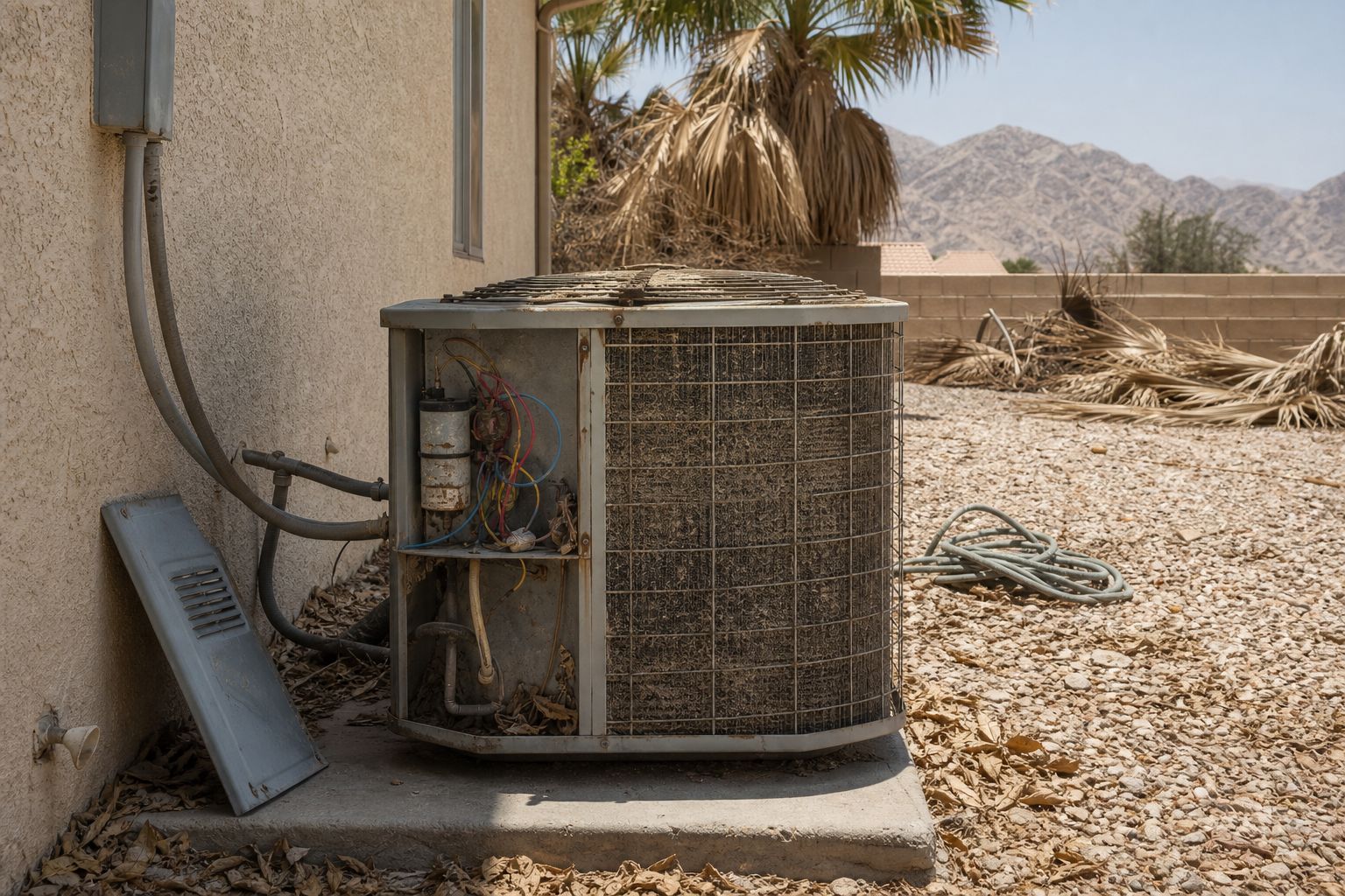 Before photo, Emergency AC repair project in Indio