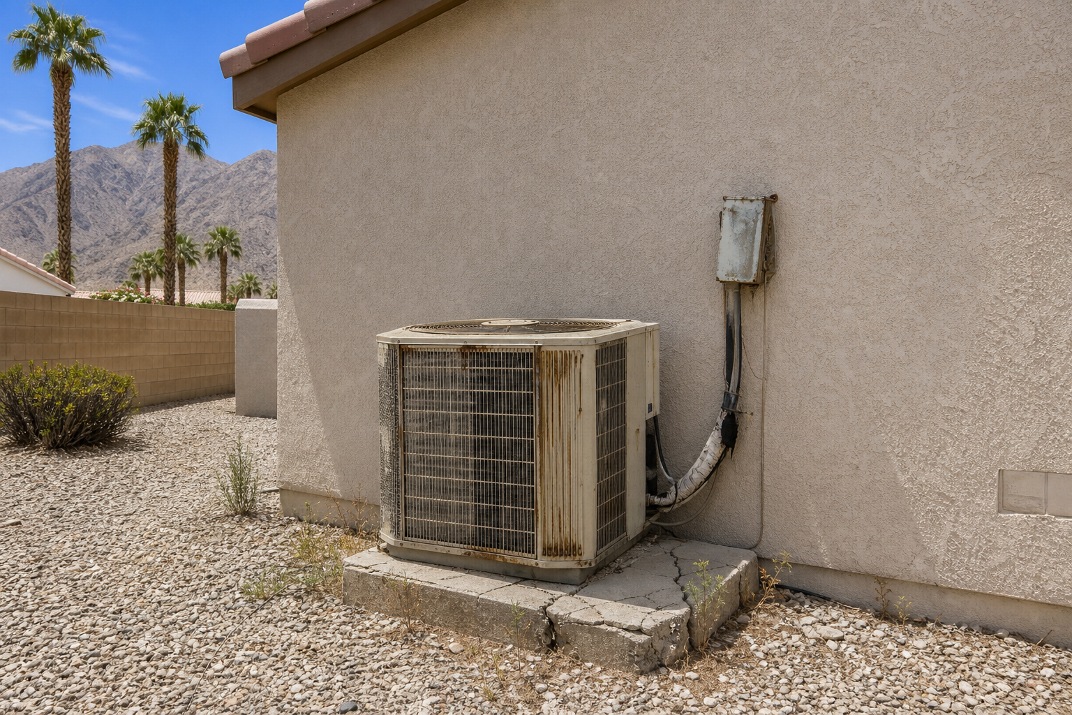 Before photo, High-efficiency system replacement project in Palm Desert